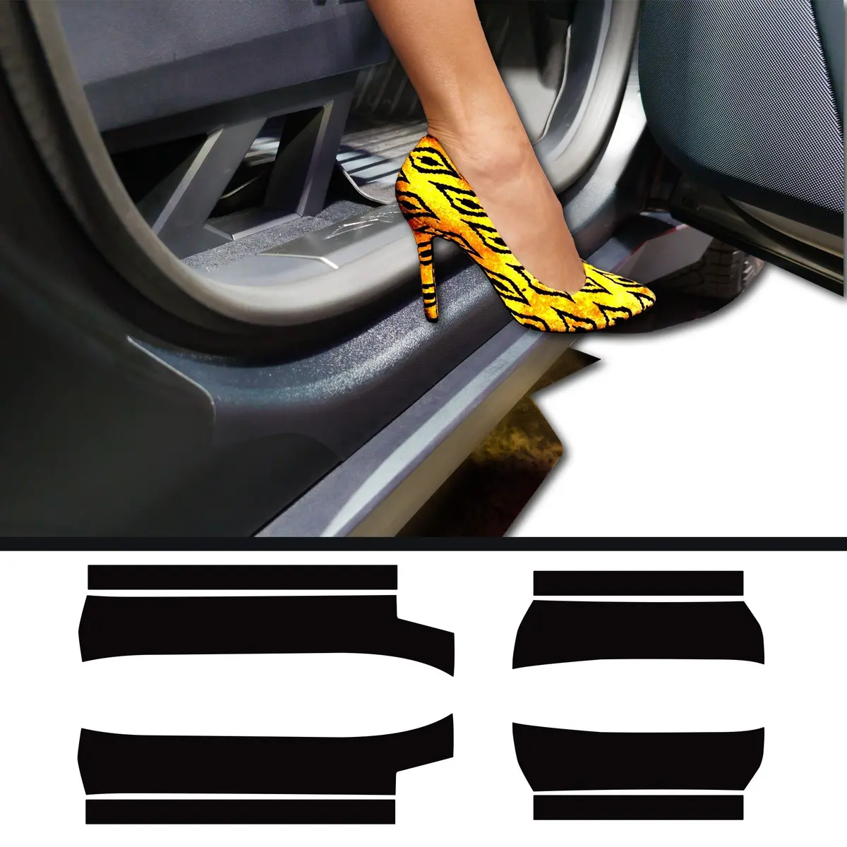 Tesla Cybertruck Door Sill Jamb Diy Vinyl Overlay Film Protection Guard Kit - Bed Liner Spray Look | Toprotect 1