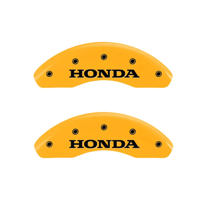 Mgp Engraved 4-Piston Caliper Covers – Front Honda Logo, Rear H Emblem, Yellow Finish With Black Chrome Accents 1