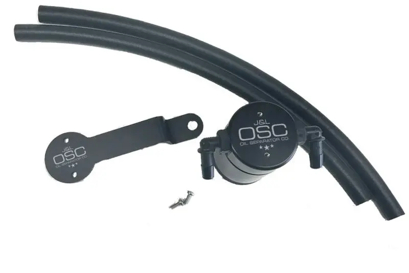 J&L Oil Separator For 2013–2018 Ford Fusion 2.0L Ecoboost: Passenger Side, Black Anodized Housing 1