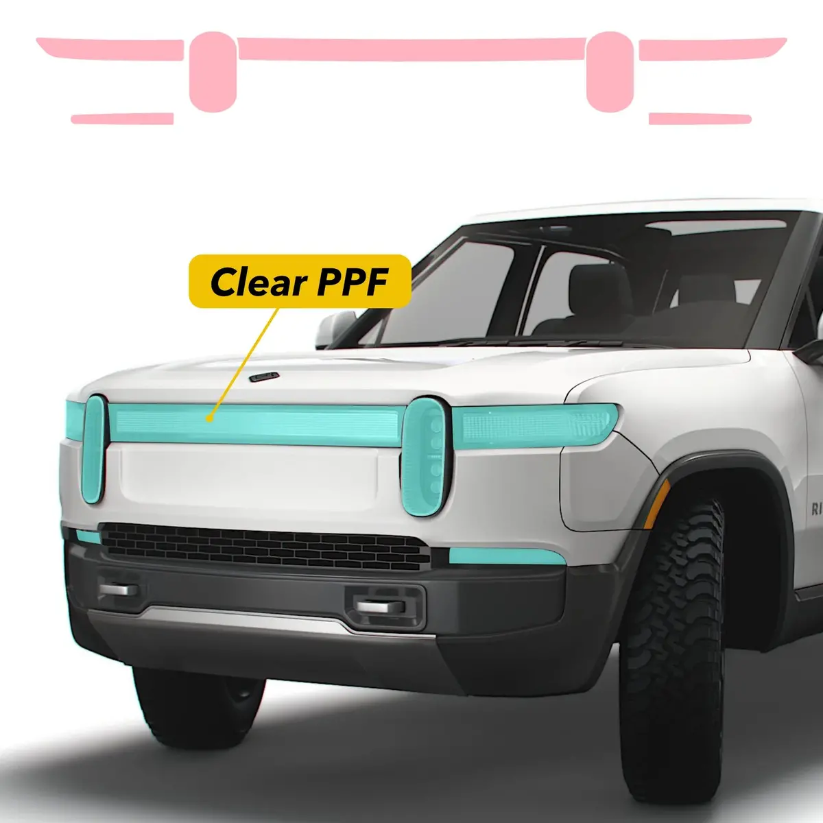 Headlight Clear Protection Film (Ppf) For Rivian R1t And R1s 1