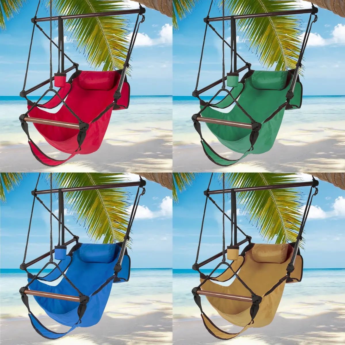 Hammock Hanging Chair Air Deluxe Sky Swing Outdoor Chair Solid Wood 250Lb 1