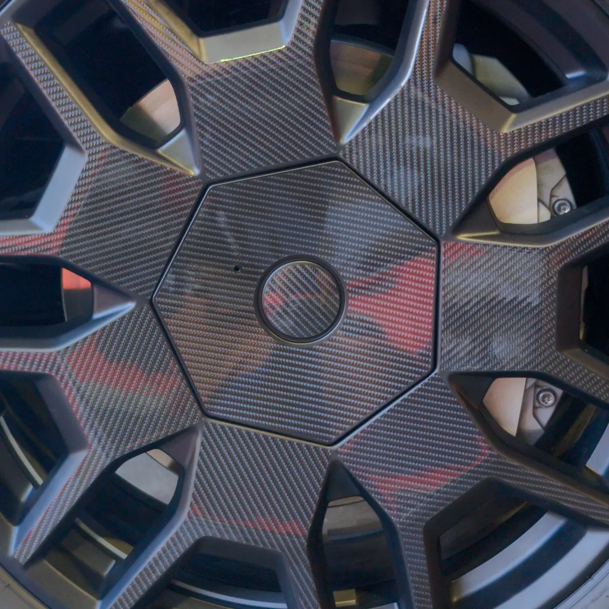 Tesla Cybertruck Wheels 5D Carbon Fiber Center Caps & Spokes Vinyl Fascia Overlay Kit | Toprotect 1