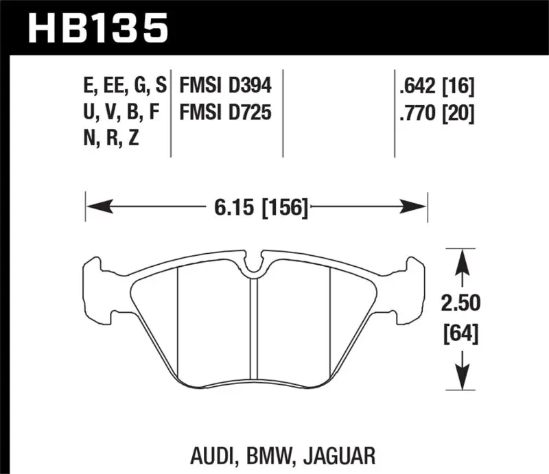 Hawk Hp+ Street Front Brake Pads For 1995–2002 Bmw E36 M3 1