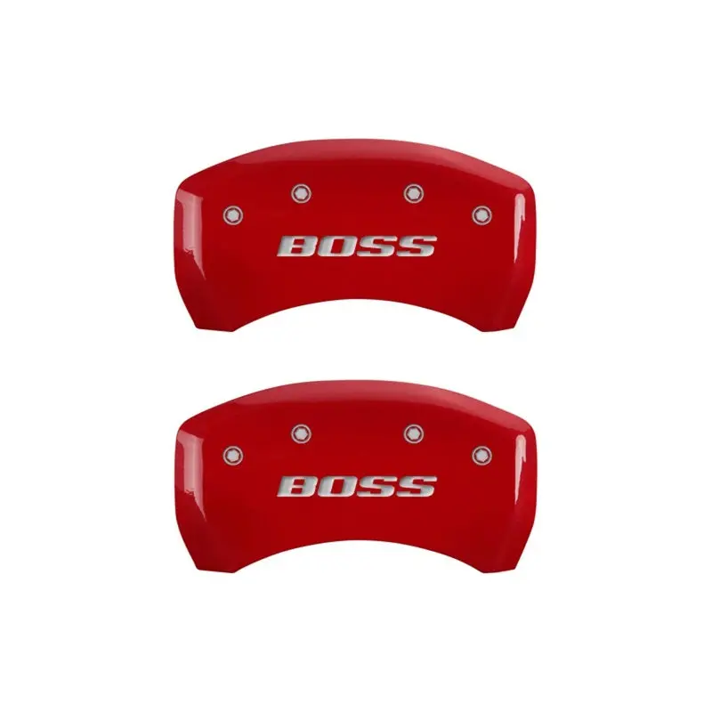 Mgp Engraved Dual-Caliper Cover Set – Rear Brake Covers With Red Finish And Silver Chrome Accents 1