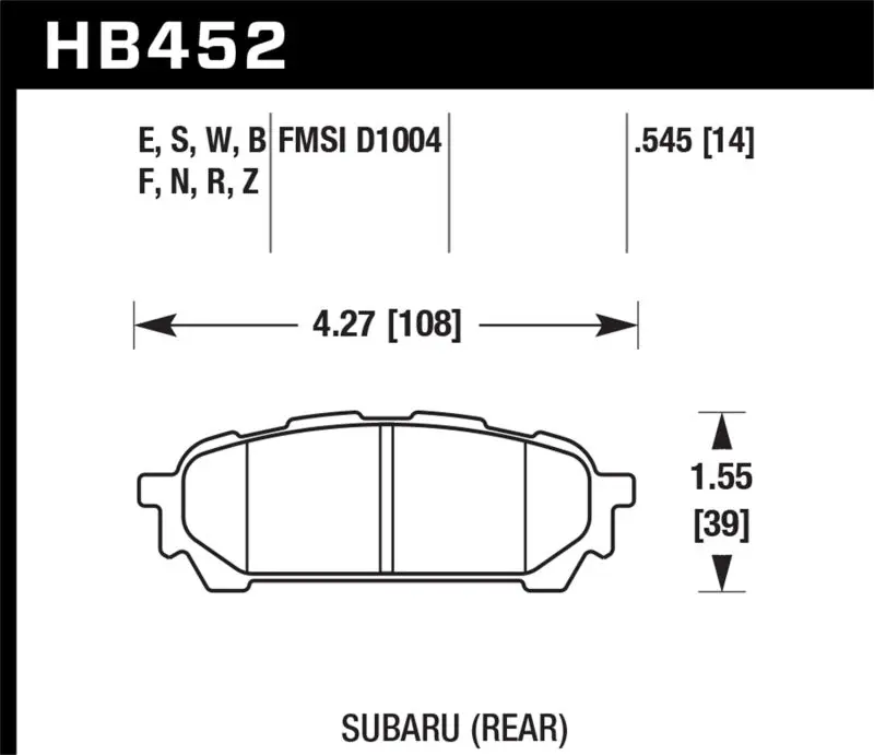 Hawk Hp Plus Rear Brake Pads – Street Performance Compound For 2003–2005 Subaru Wrx 1