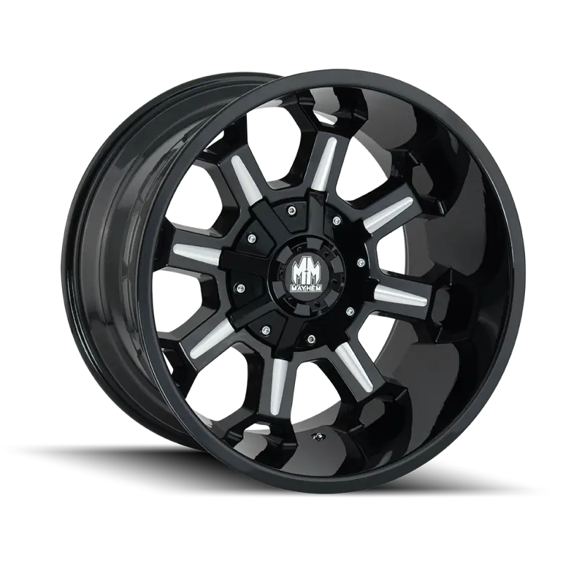 Mayhem 8105 Combat Forged Wheel – 20X9 Inches, 6X135 Bolt Pattern, 18Mm Offset, 106Mm Hub Bore, Black With Milled Spokes 1