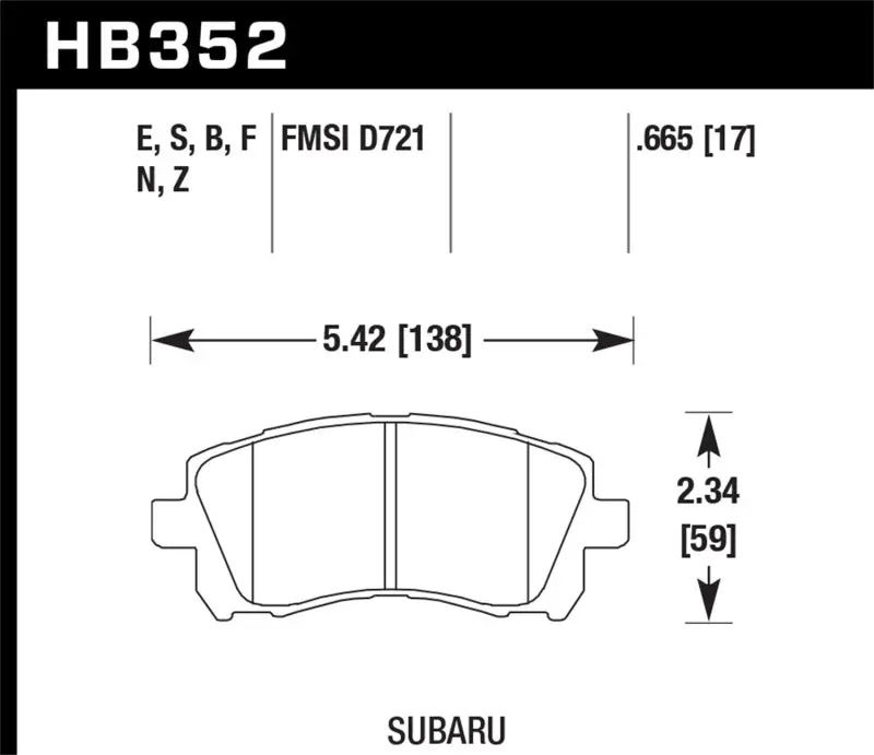 Hawk Hps Street Front Brake Pads For Subaru Wrx (2002–2003), Impreza (1998–2001), Legacy 2.5L (1997–2002), And Forester 2.5L (1998–2002) 1