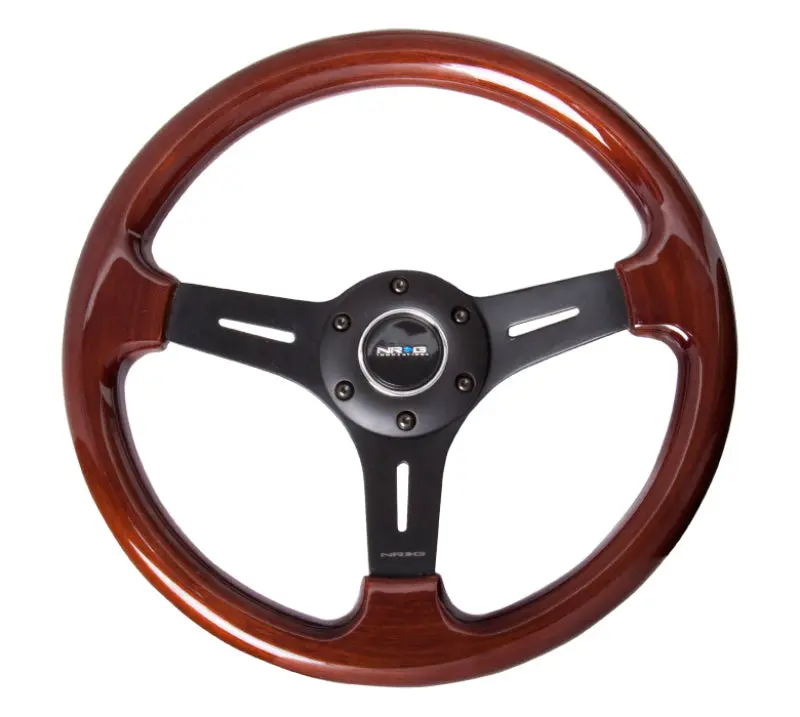 Nrg Classic Wood Grain Steering Wheel – 330Mm Diameter, Matte Black 3-Spoke Center 1