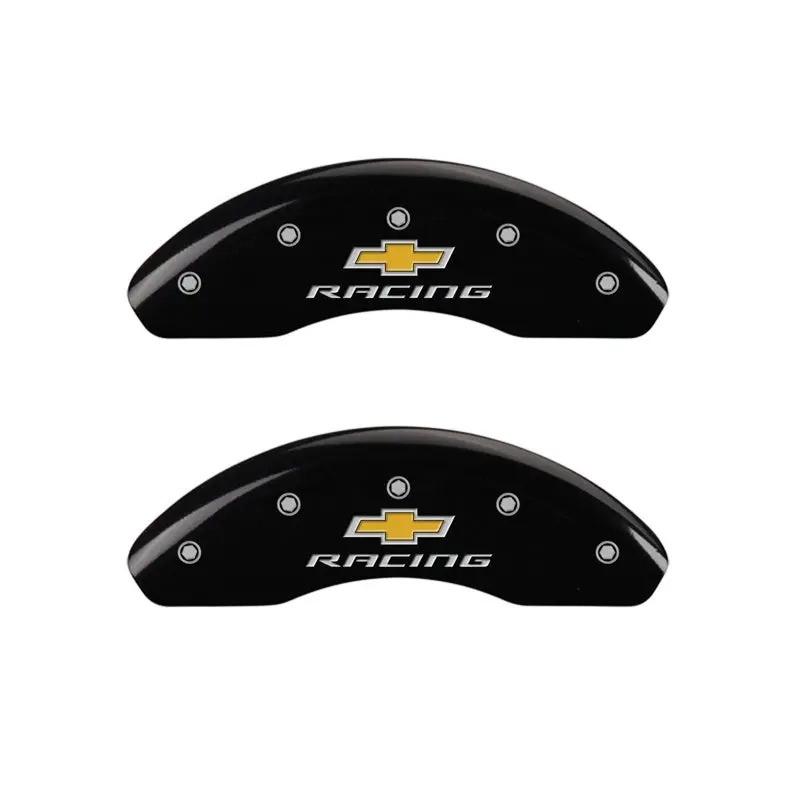 Mgp Engraved Front Caliper Covers – Chevy Racing Black Finish With Silver Chrome Accents 1