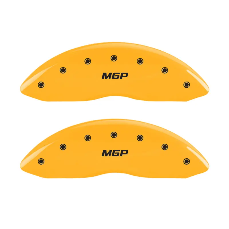 Mgp 4 Caliper Covers Engraved Front & Rear Mgp Yellow Finish Black Char 2002 Chevy Silverado 1500 1