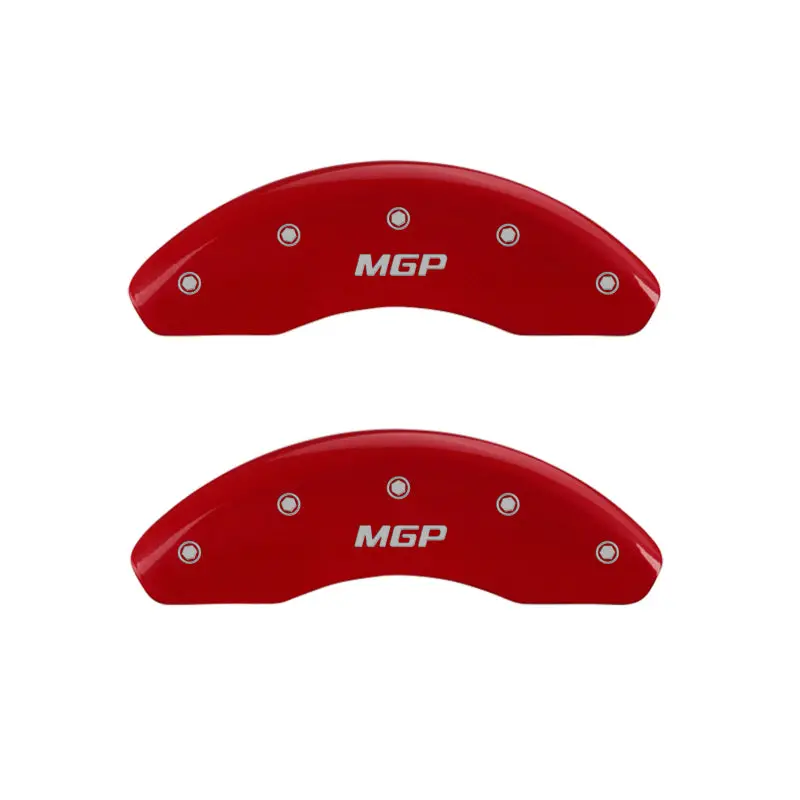 Mgp 4-Piston Caliper Covers – Engraved Front & Rear, Red Finish With Silver Accent 1