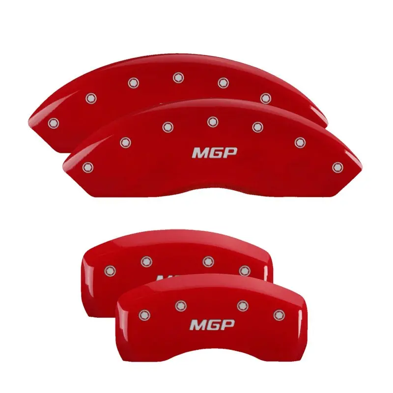 Mgp Engraved Front & Rear Brake Caliper Covers — Red Finish With Silver Chrome Accents 2