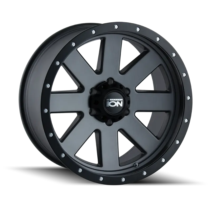 Ion Type 134 Beadlock-Style Alloy Wheel – 20X9 Inches, 8X165.1 Bolt Pattern, 18Mm Offset, 130.8Mm Hub Bore, Matte Gunmetal/Black 1