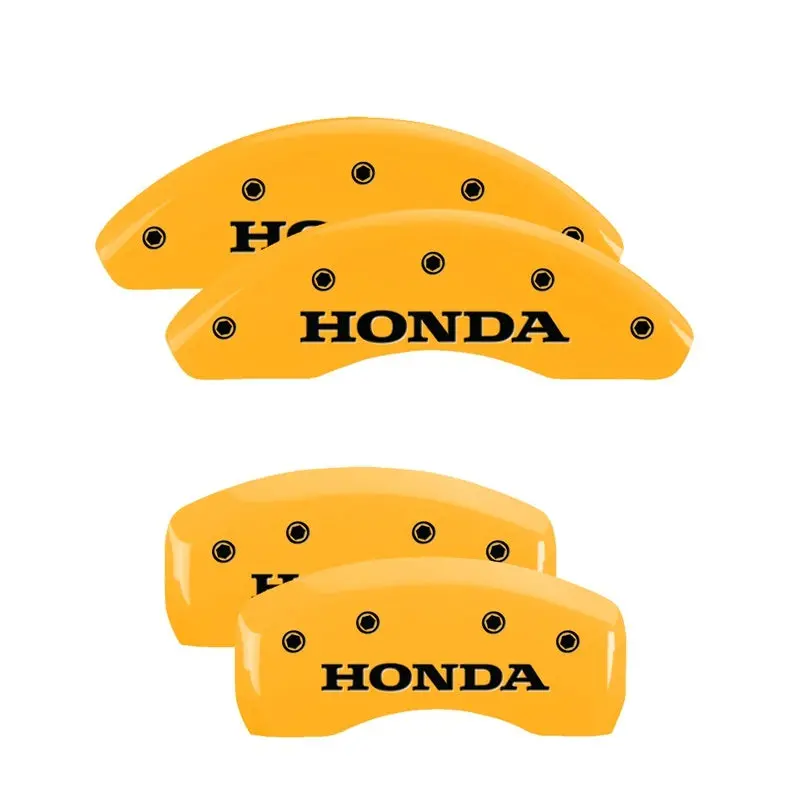 Mgp Engraved 4-Piston Caliper Covers – Front & Rear, I-Vtec Yellow Finish With Black Chrome Trim 2