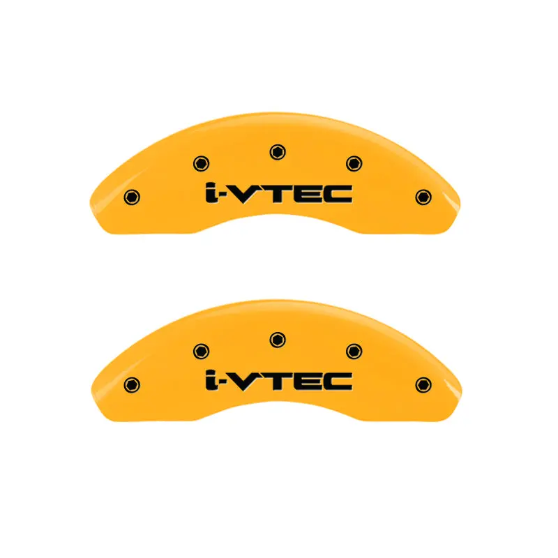 Mgp Engraved 4-Piston Caliper Covers – Front & Rear, I-Vtec Yellow Finish With Black Chrome Trim 1