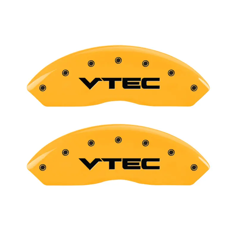 Mgp Engraved 4-Piston Caliper Covers – Vtech Yellow On Black, Fits 2004 Acura Rsx 1