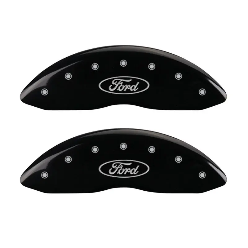 Mgp Engraved Oval-Logo Caliper Covers – Black Finish With Silver Accent, Front & Rear For Ford Vehicles 1