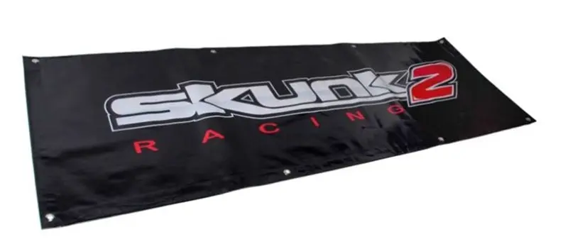 Skunk2 Vinyl Shop Banner — 5-Foot Black Display Flag 1