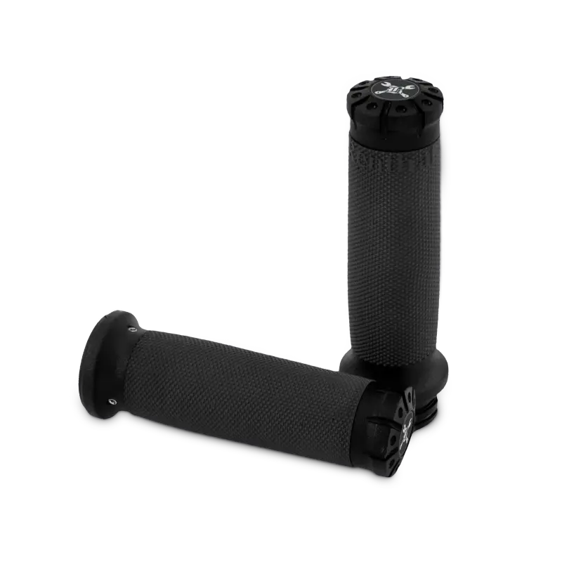 Burly Brand Textured Black Hawk Billet Throttle-By-Wire Handlebar Grip Set For 2008–2024 Harley-Davidson Motorcycles 1