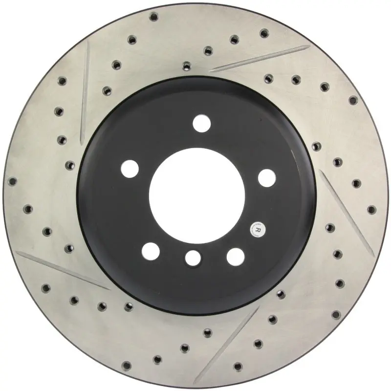 Stoptech Slotted & Drilled Front Right Brake Rotor For Bmw 535I (2008–2009), 545I/550I (2004–2009), And 645Ci/650I (2004–2009) 1