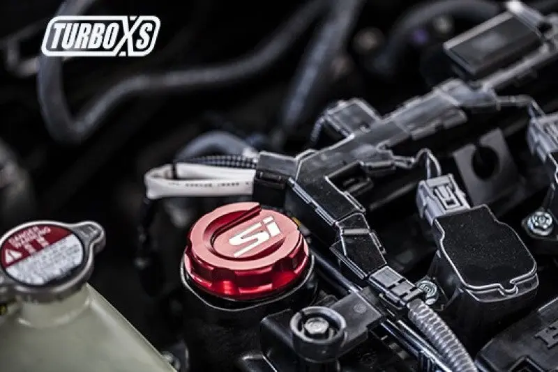 Turbo Xs Red Anodized Oil Cap For 2016 And Newer Honda Civic Models 2