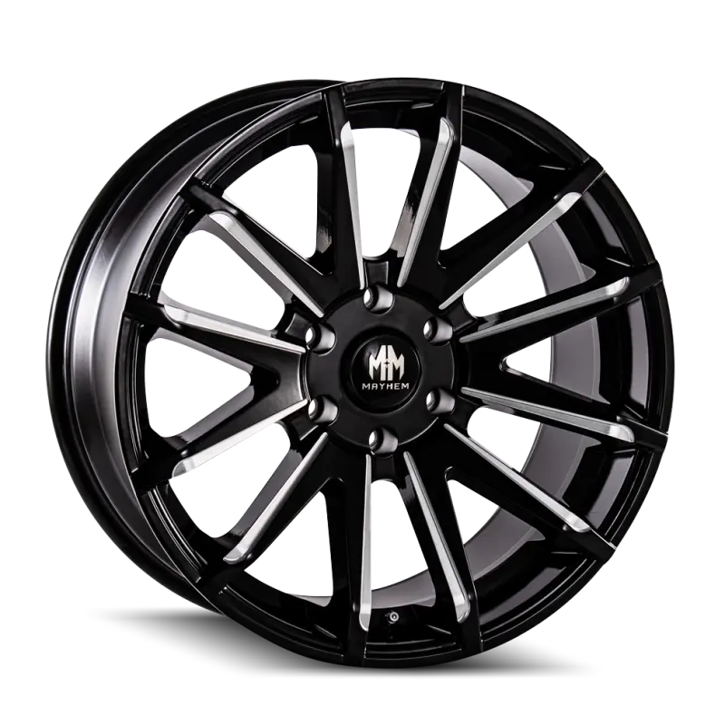 Mayhem Crossfire Forged Wheel — 22X9.5 Inches, 6X139.7 Bolt Pattern, 25Mm Offset, 106Mm Hub Bore, Black With Milled Spokes 1