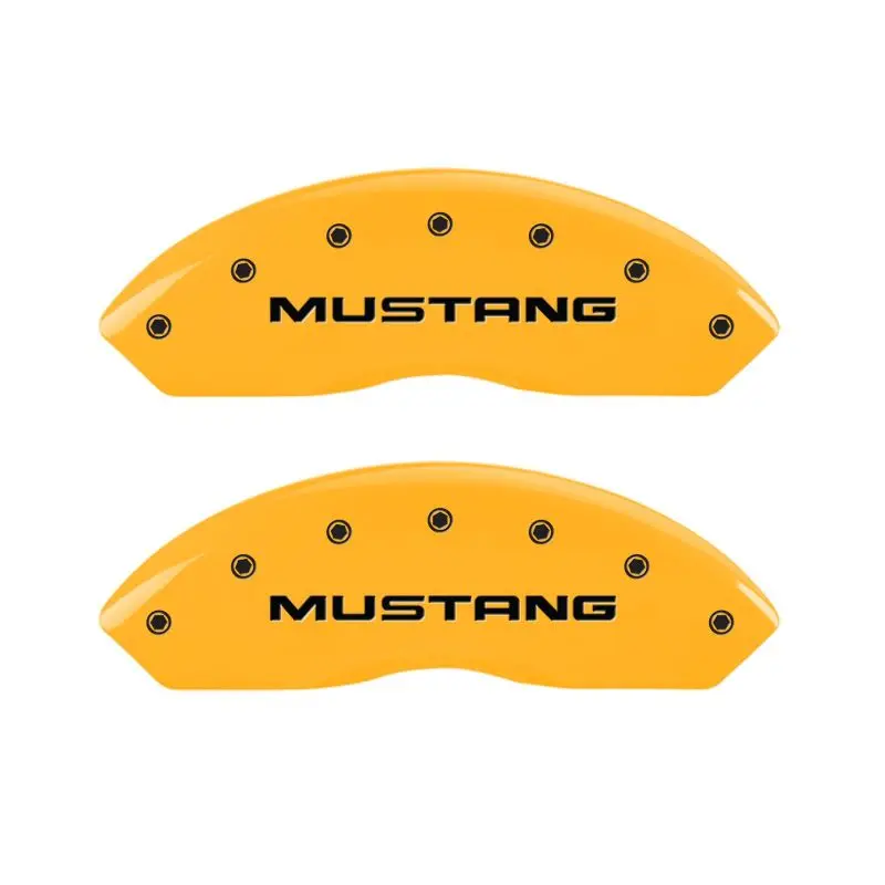 Mgp Engraved Front & Rear Caliper Covers – Yellow Finish With Black Char, Designed For 2001 Ford Mustang Sn95/Gt 1