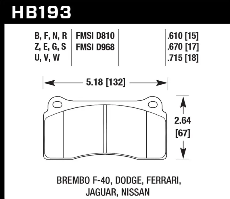 Hawk Dtc-60 Race Brake Pads For Dodge Viper (2003–2006, 2008–2009), Ferrari F40 (1988–1992), And F50 (1995–1997) 1